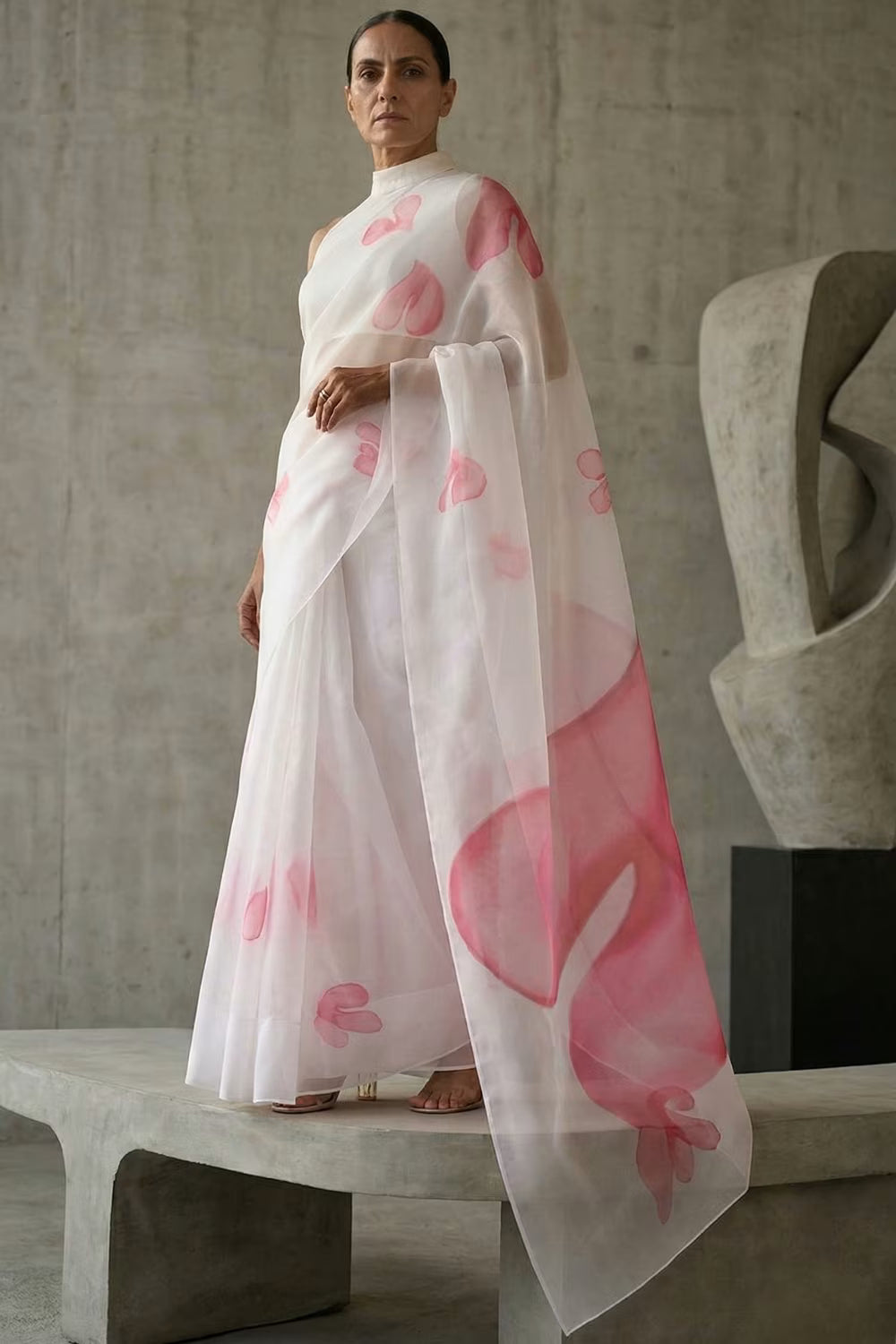 WHITE ROSE  | Organza | Indidha Saree
