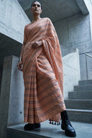 Peach Stride | Slub Cotton | Indidha Saree