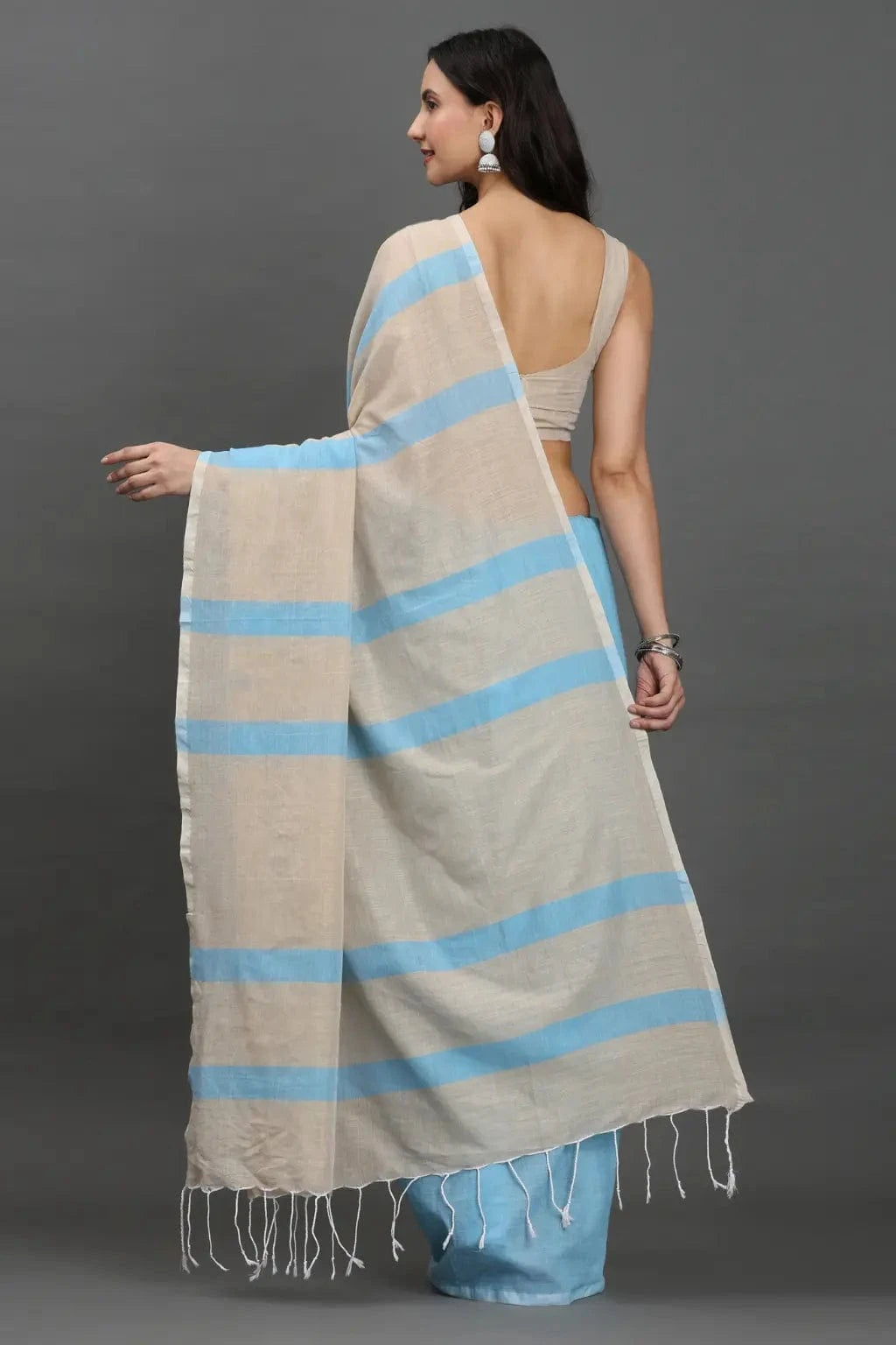 SERENE SKY | Cotton | Indidha Saree -  Elegant Pastel Handloom Cotton Saree for Summer  Drift into serenity with the Serene Sky khadi cotton saree, a soft, airy drape perfect for all-day elegance.