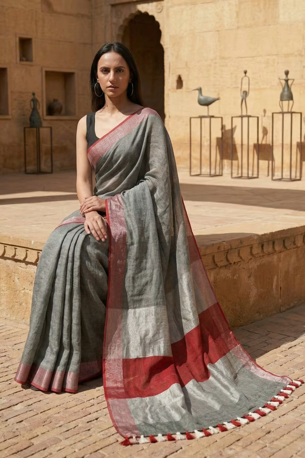 MINIMALIST GRAY | Linen by Linen | Indidha Saree