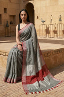 MINIMALIST GRAY | Linen by Linen | Indidha Saree