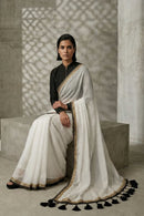 Quiet Contrast | Mul Cotton | Indidha Saree