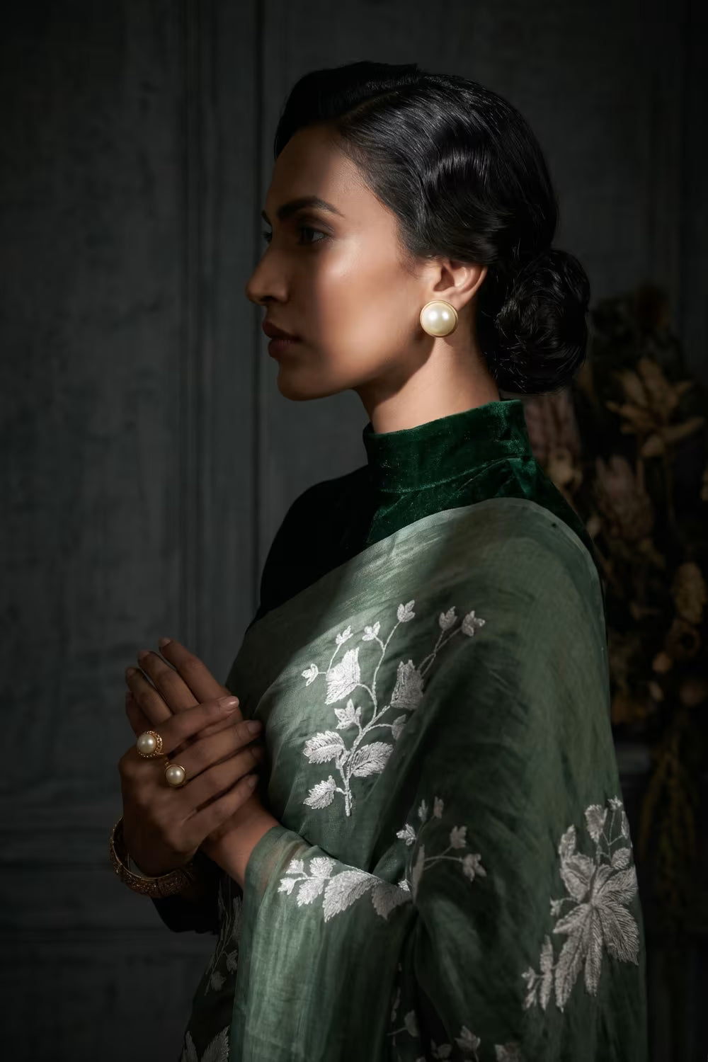 AQUA LEAF | Organza Kota Embroidery | Indidha Saree