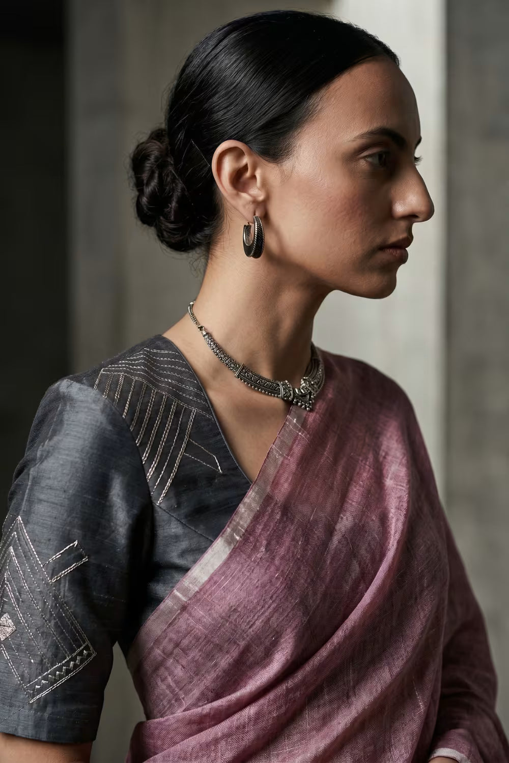 ROSY | Handloom Linen Tissue | Indidha Saree
