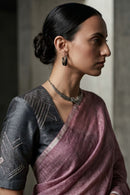 ROSY | Handloom Linen Tissue | Indidha Saree