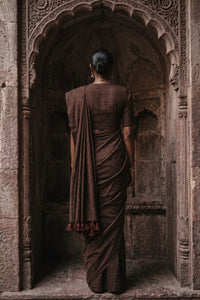 Dark Espresso | Slub Cotton | Indidha Saree
