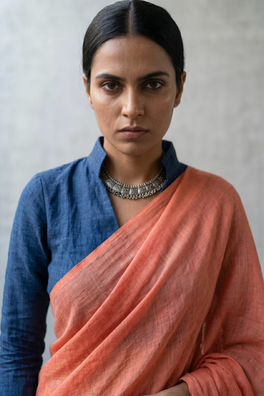Cadmium Orange | Mul Cotton | Indidha Saree