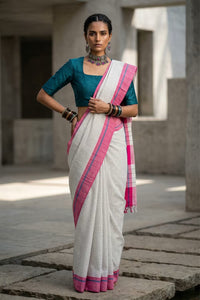 Grid & Glow | Cotton | Indidha Saree