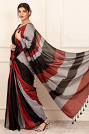CHAUDHAVI KA CHAND | Cotton | Indidha Saree -  Chaudhavi Ka Chand – Black & Maroon Handloom Cotton Saree | Indidha  Discover the elegance of Chaudhavi Ka Chand, a handloom cotton saree in black, maroon, and grey. Lightweight, breathable, and boldly beautiful—shop now at Indidha.