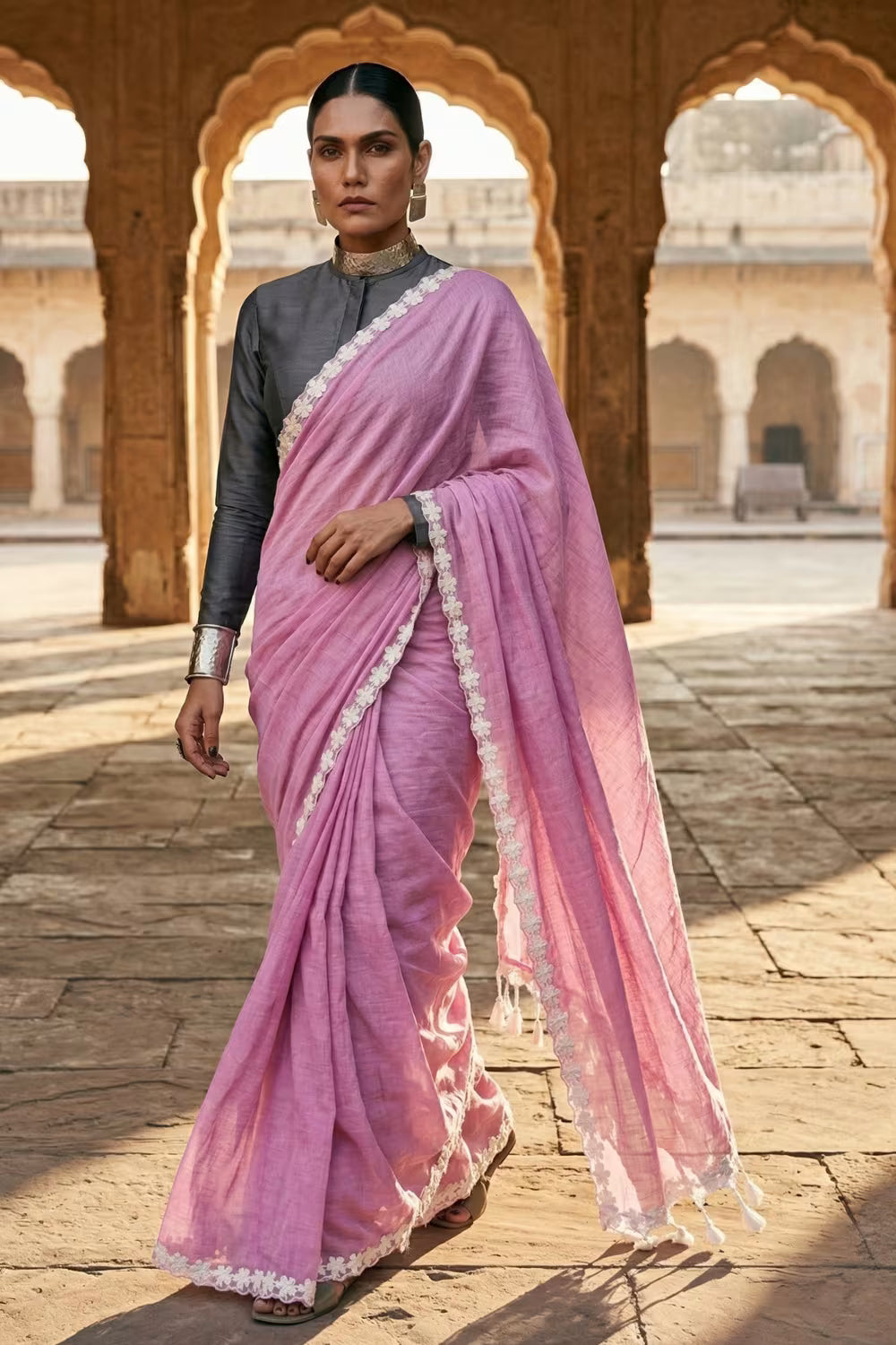 LOVESTRUCK LAVENDER | Mul Cotton | Indidha Saree