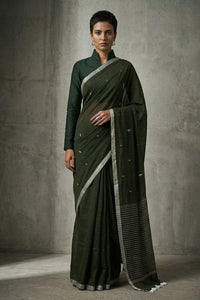 WOVEN OLIVE | Mul Cotton | Indidha Saree