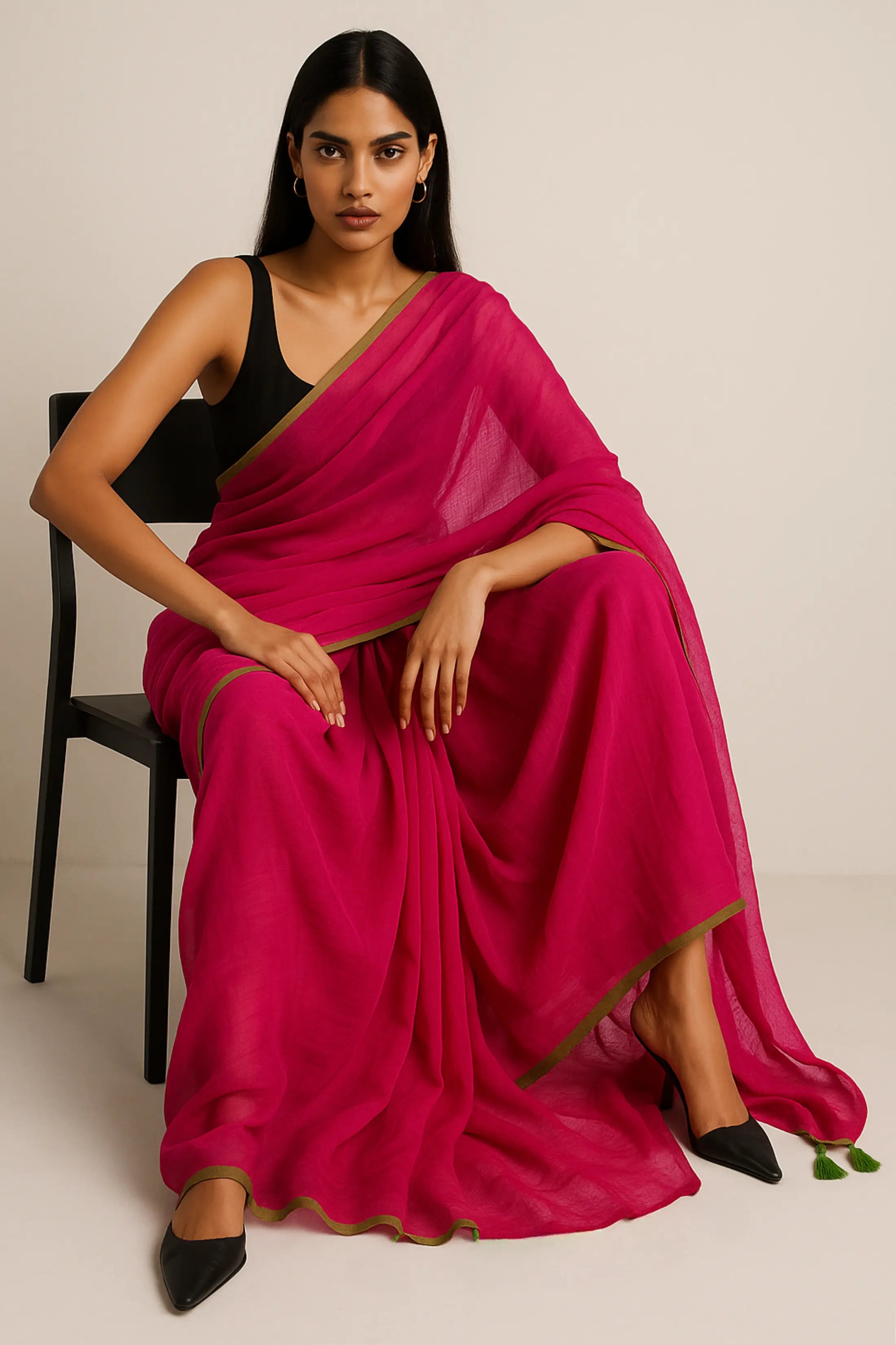 PLAYFUL PINK | Mul Cotton | Indidha Saree -  Buy Playful Pink Saree – Soft & Cheerful Look  Playful Pink Mul Cotton Saree – Add a playful touch to your wardrobe with this vibrant pink mul cotton saree. Find your signature style with Indidha.