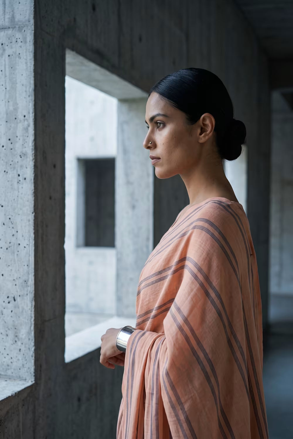 Peach Stride | Slub Cotton | Indidha Saree