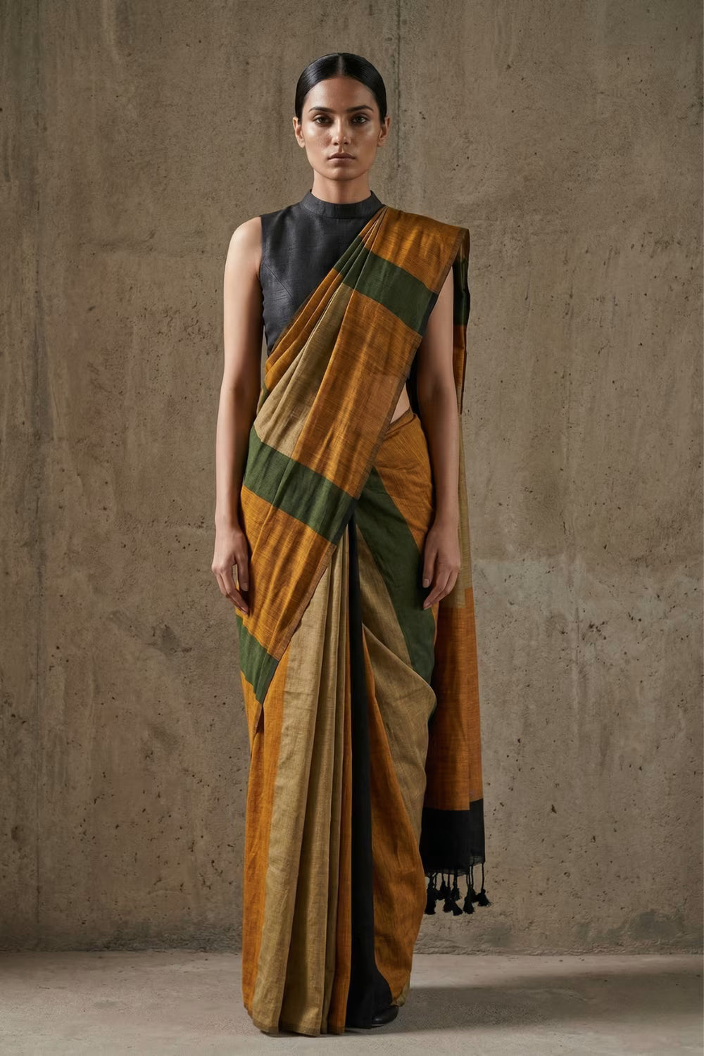 COLOR CASCADE | Textured Cotton | Indidha Saree