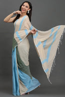 SERENE SKY | Cotton | Indidha Saree -  Elegant Pastel Handloom Cotton Saree for Summer  Drift into serenity with the Serene Sky khadi cotton saree, a soft, airy drape perfect for all-day elegance.