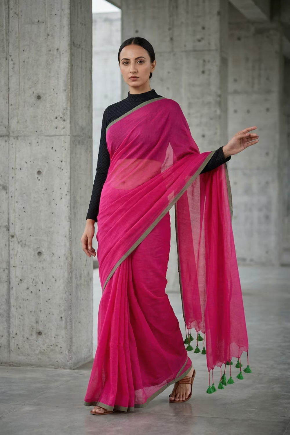 PLAYFUL PINK | Mul Cotton | Indidha Saree