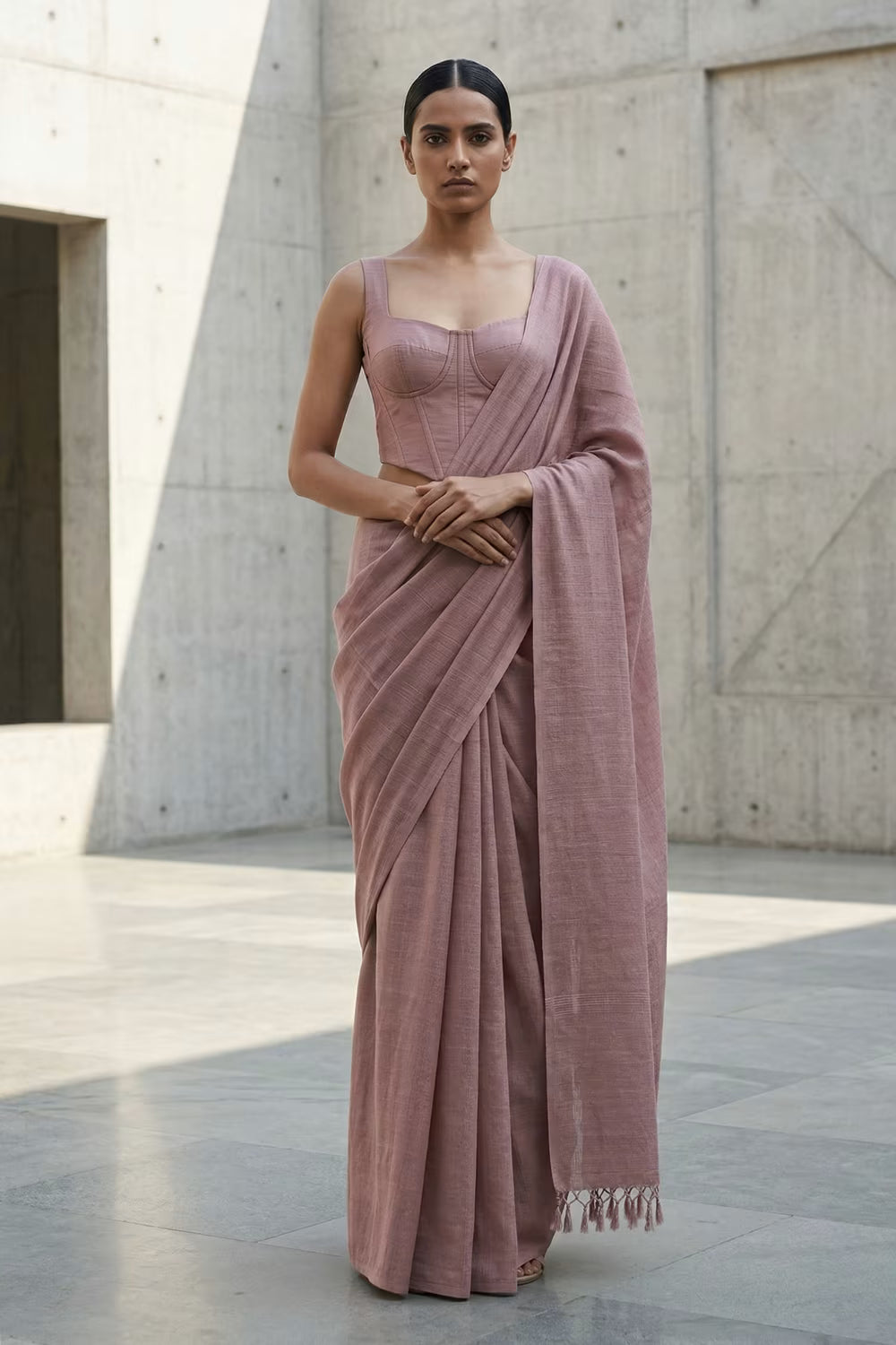 Hushed Rose | Slub Cotton | Indidha Saree