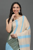 SERENE SKY | Cotton | Indidha Saree -  Elegant Pastel Handloom Cotton Saree for Summer  Drift into serenity with the Serene Sky khadi cotton saree, a soft, airy drape perfect for all-day elegance.