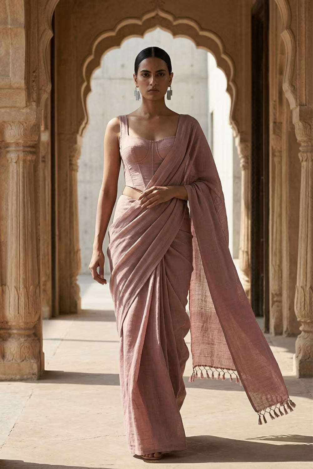 Hushed Rose | Slub Cotton | Indidha Saree