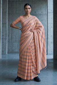Peach Stride | Slub Cotton | Indidha Saree