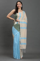 SERENE SKY | Cotton | Indidha Saree -  Elegant Pastel Handloom Cotton Saree for Summer  Drift into serenity with the Serene Sky khadi cotton saree, a soft, airy drape perfect for all-day elegance.