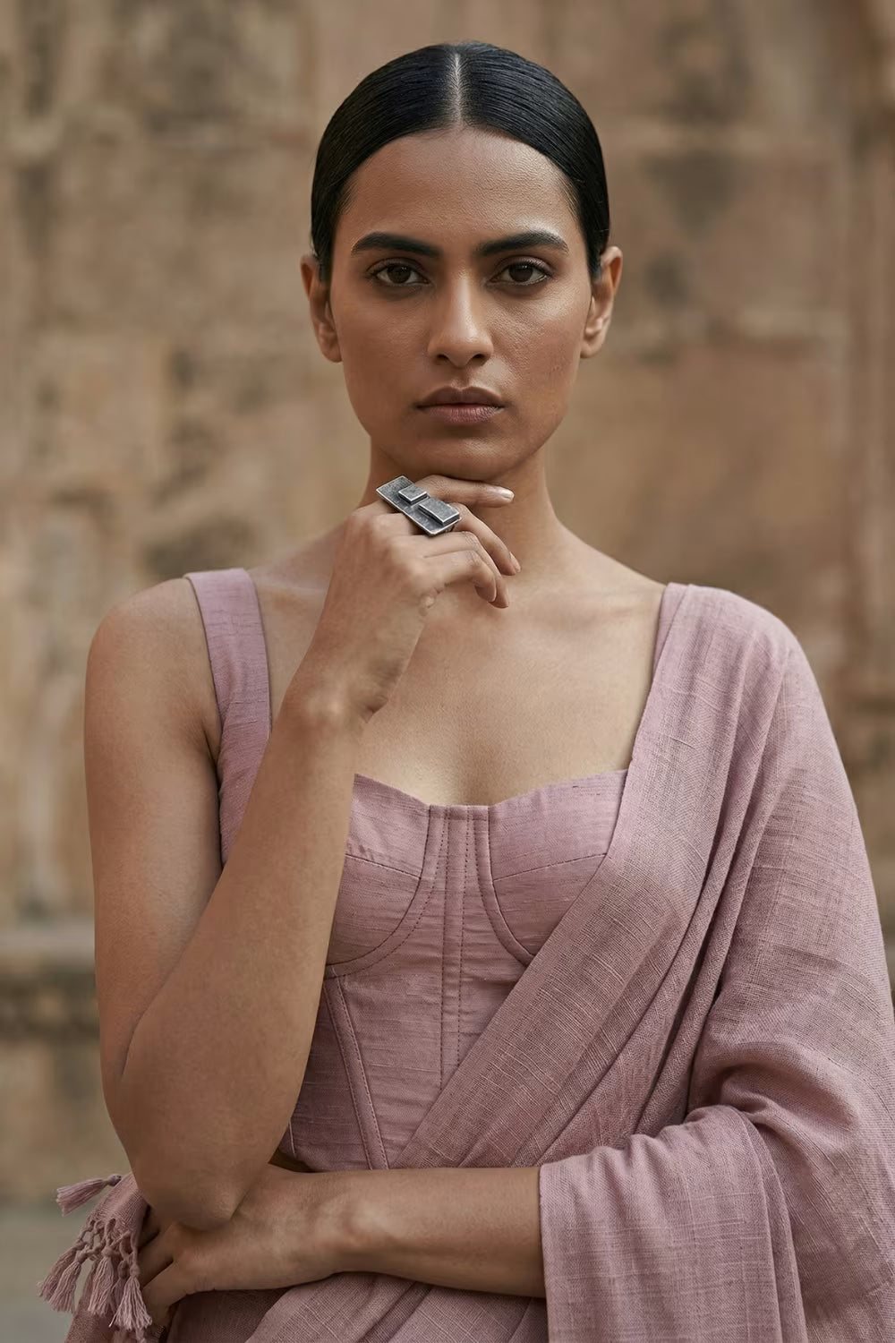 Hushed Rose | Slub Cotton | Indidha Saree