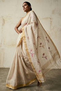 BLUSH BLOSSOM | Linen Tissue | Indidha Saree
