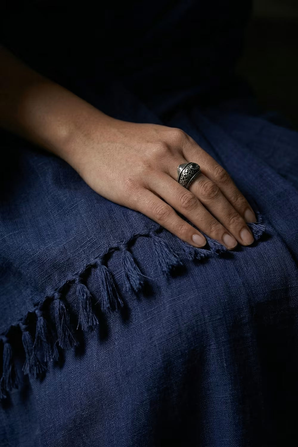 Quiet Navy | Slub Cotton | Indidha Saree