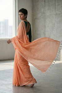 PEACH MUSE | Mul Cotton | Indidha Saree