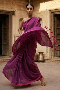 BERRY BLISS | Pure Cotton | Indidha Saree