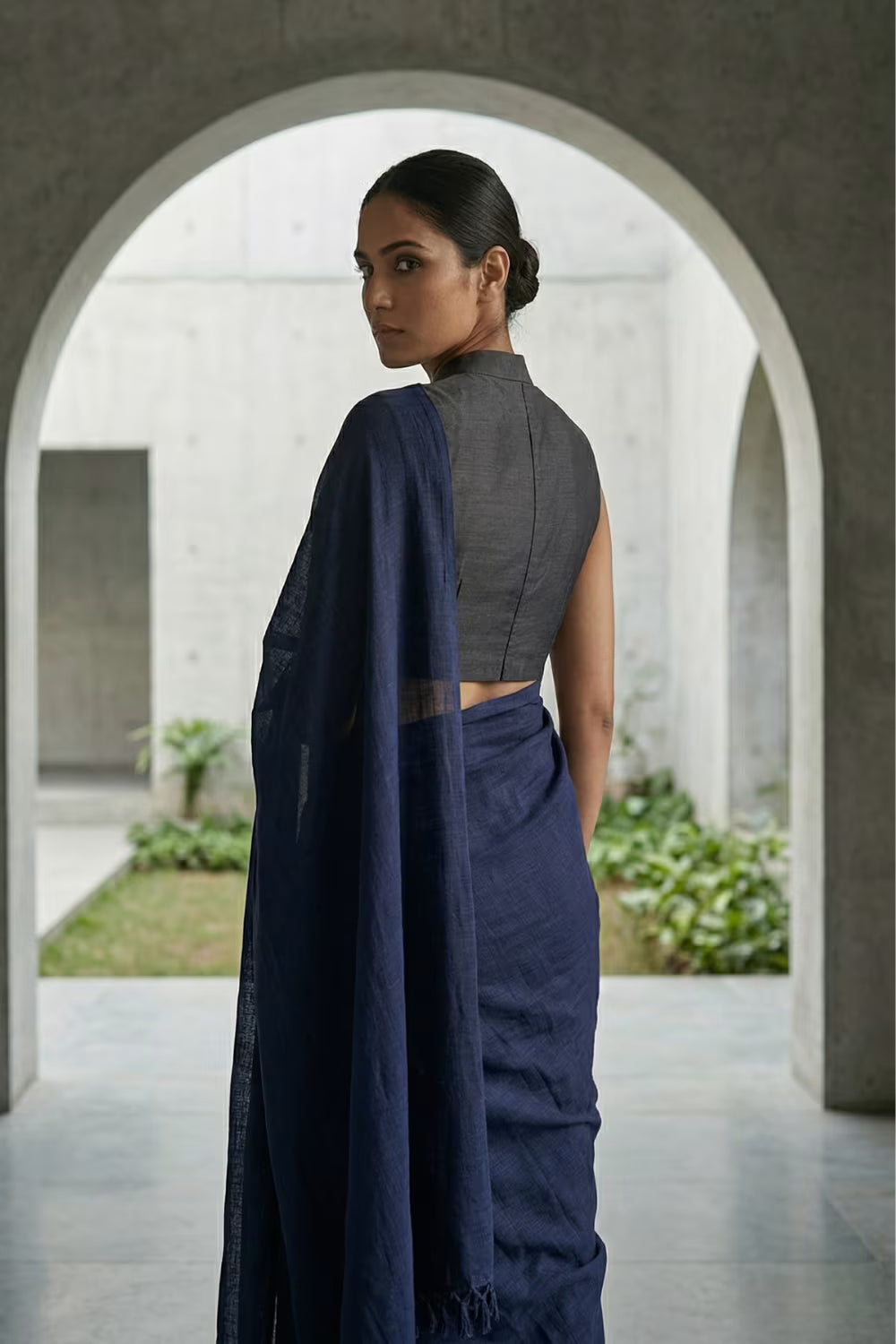 Quiet Navy | Slub Cotton | Indidha Saree