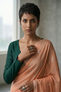 PEACH MUSE | Mul Cotton | Indidha Saree