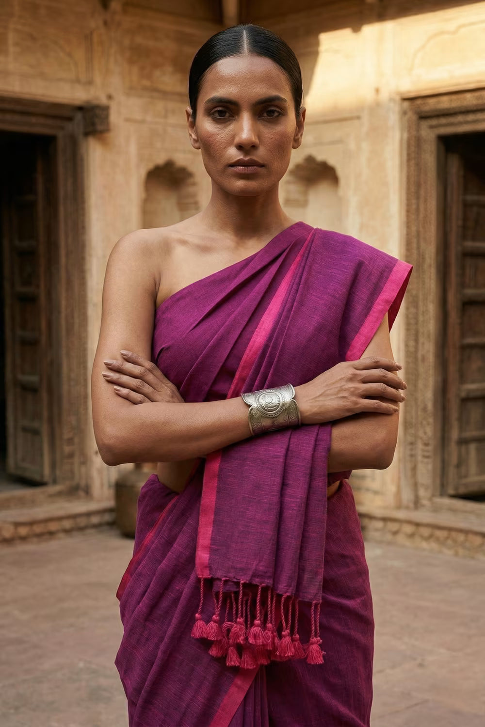 BERRY BLISS | Pure Cotton | Indidha Saree