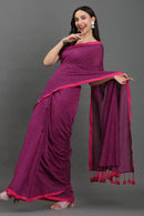 BERRY BLISS | Pure Cotton | Indidha Saree -  Vibrant Magenta Pure Cotton for Modern Elegance  This lightweight pure cotton saree blends tradition with contemporary style. Shop now for an Insta-worthy look!