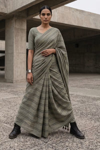 Sage Stride | Slub Cotton | Indidha Saree