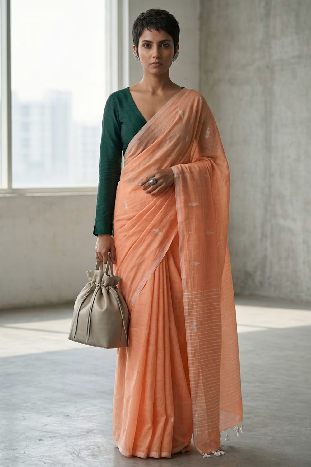 PEACH MUSE | Mul Cotton | Indidha Saree