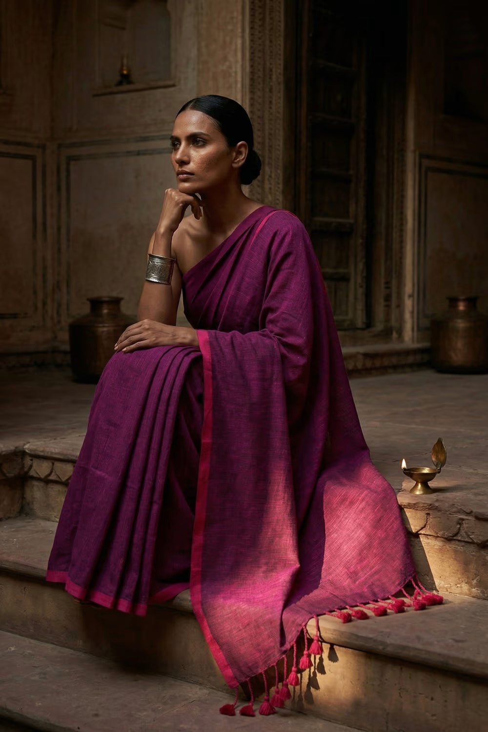 BERRY BLISS | Pure Cotton | Indidha Saree