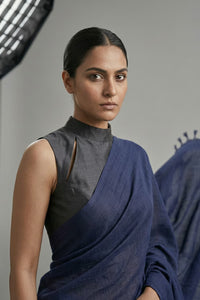 Quiet Navy | Slub Cotton | Indidha Saree