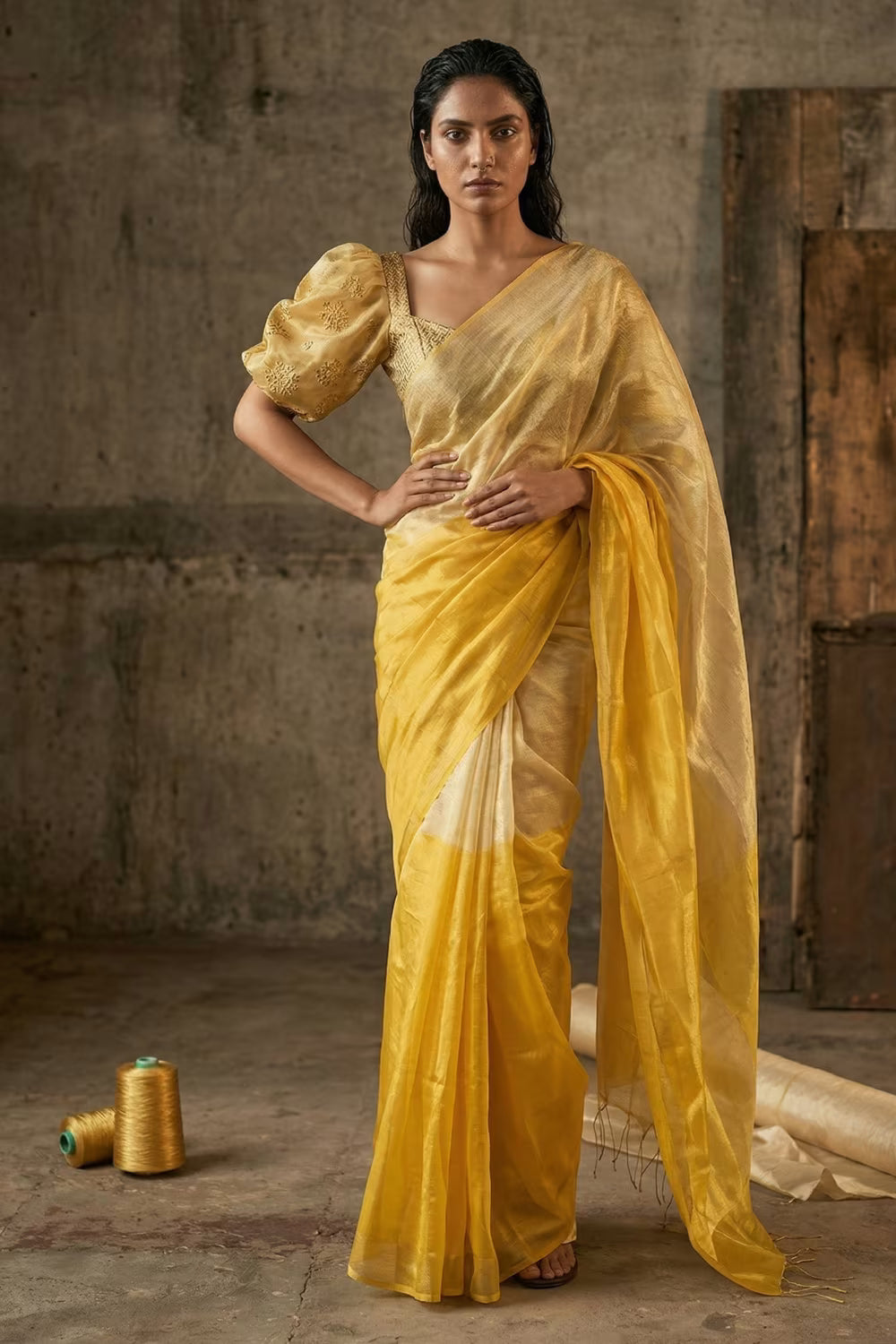HONEYDEW | Handloom Tissue | Indidha Saree