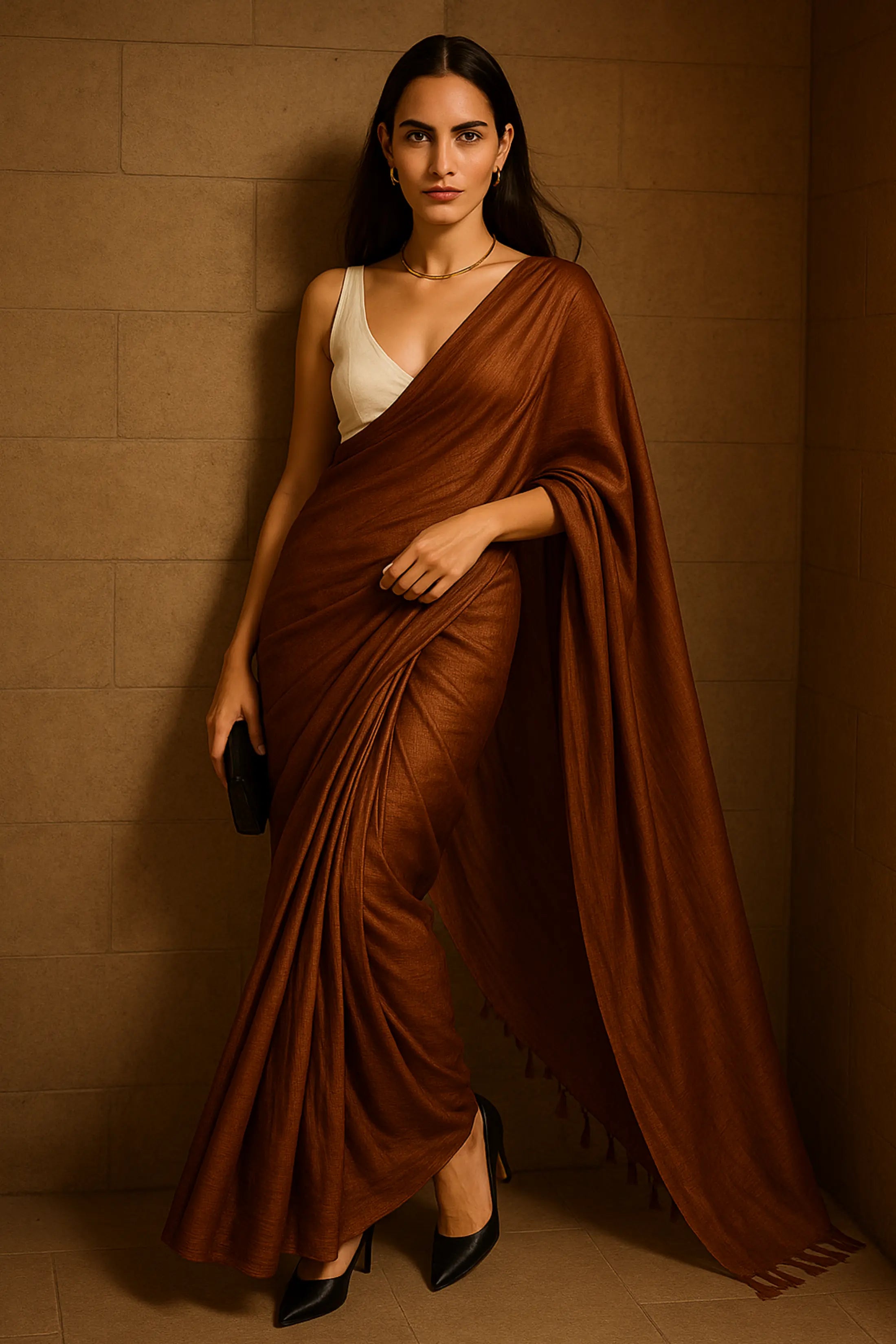 SHIMMERING BRONZE | Handloom Tissue | Indidha Saree