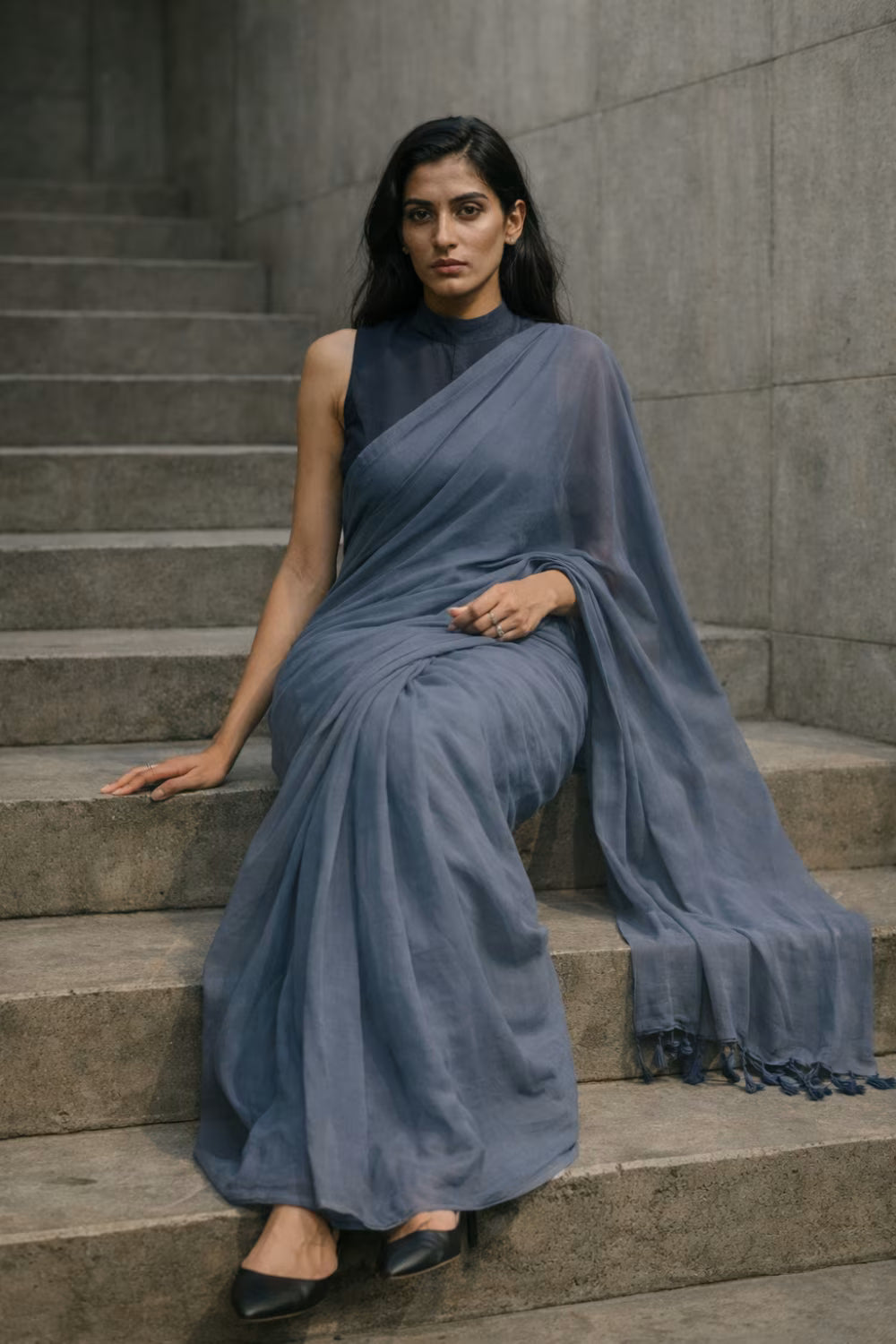 Evening Mist | Mul Cotton | Indidha Saree