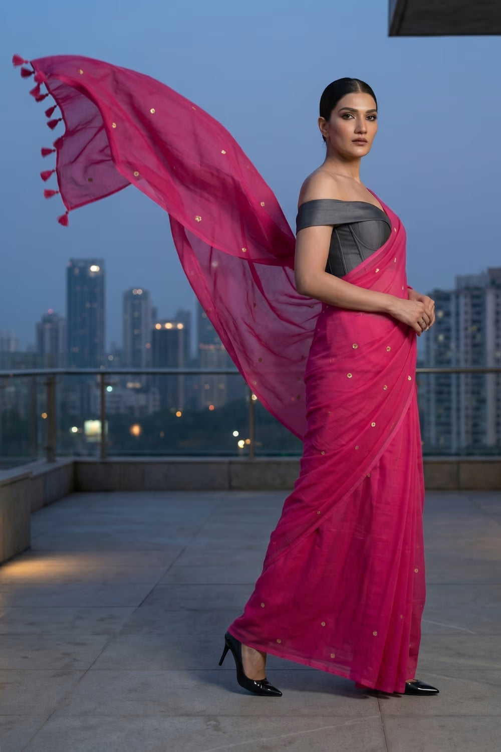 Rosette Dawn | Mul Cotton | Indidha Saree