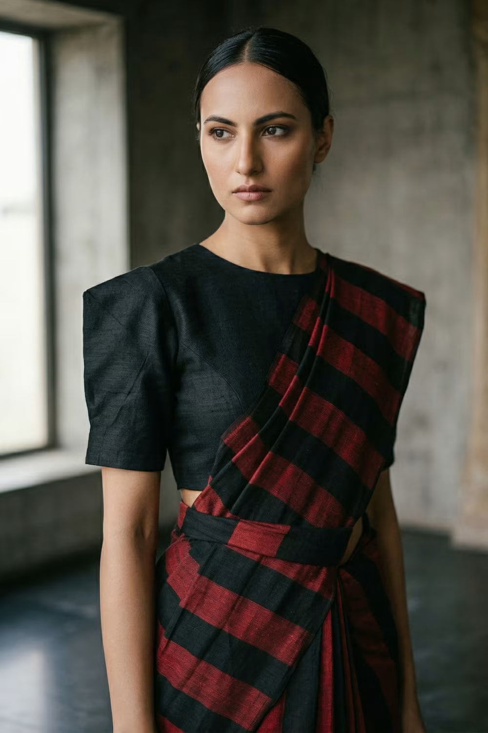 CRIMSON STRIPES | Cotton | Indidha Saree