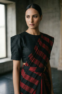 CRIMSON STRIPES | Cotton | Indidha Saree