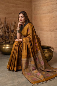 RUST SQUARE | Dupion Silk | Indidha Saree
