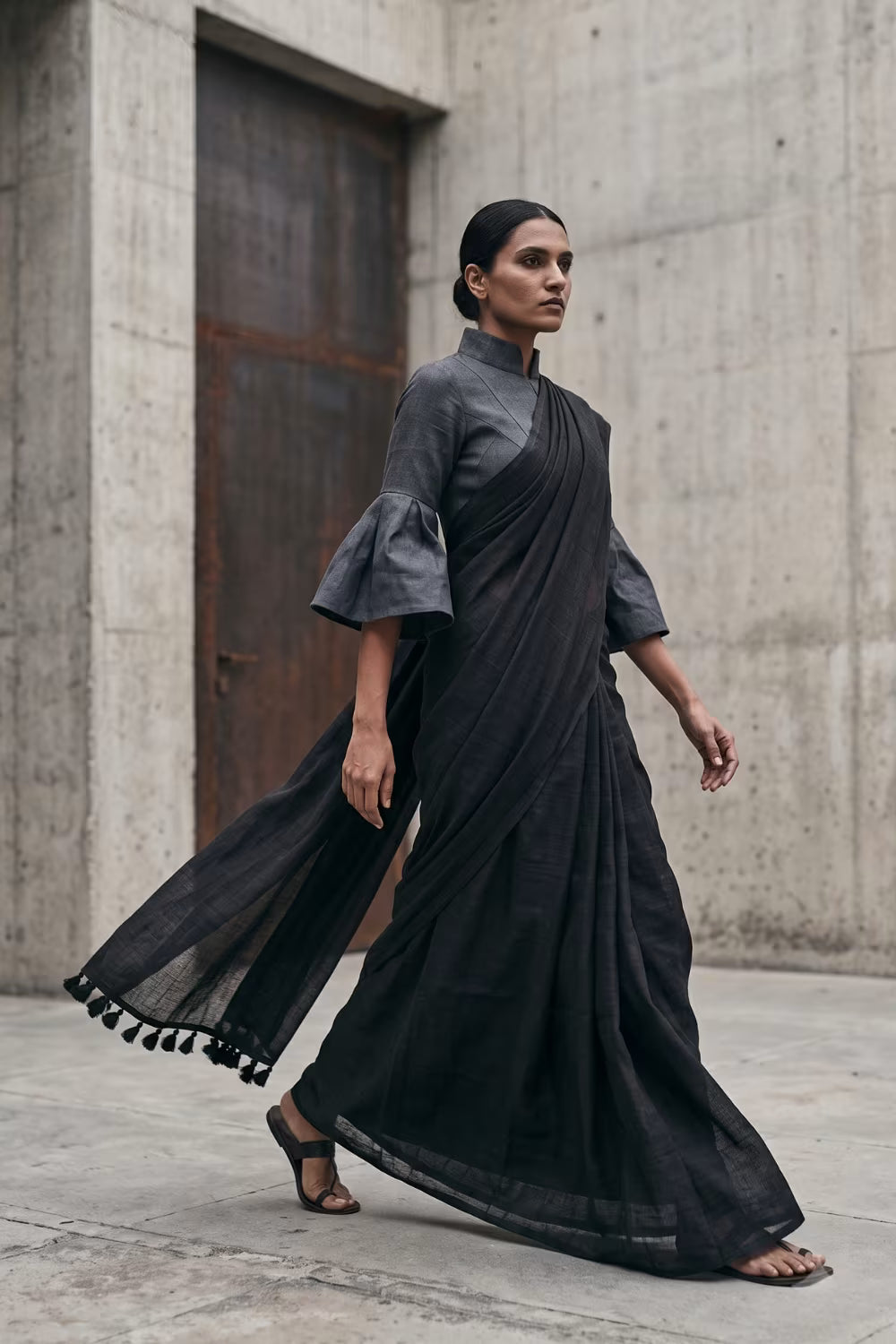 Monk's Fold | Slub Cotton | Indidha Saree