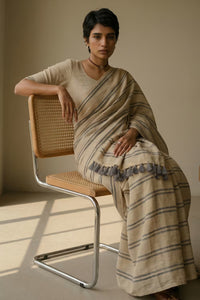 Chalk & Slate | Slub Cotton | Indidha Saree