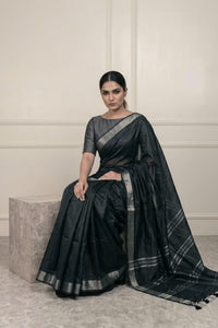 BLACK SILVER | Cotton Slub | Indidha Saree