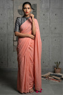 Stark Coral | Mul Cotton | Indidha Saree