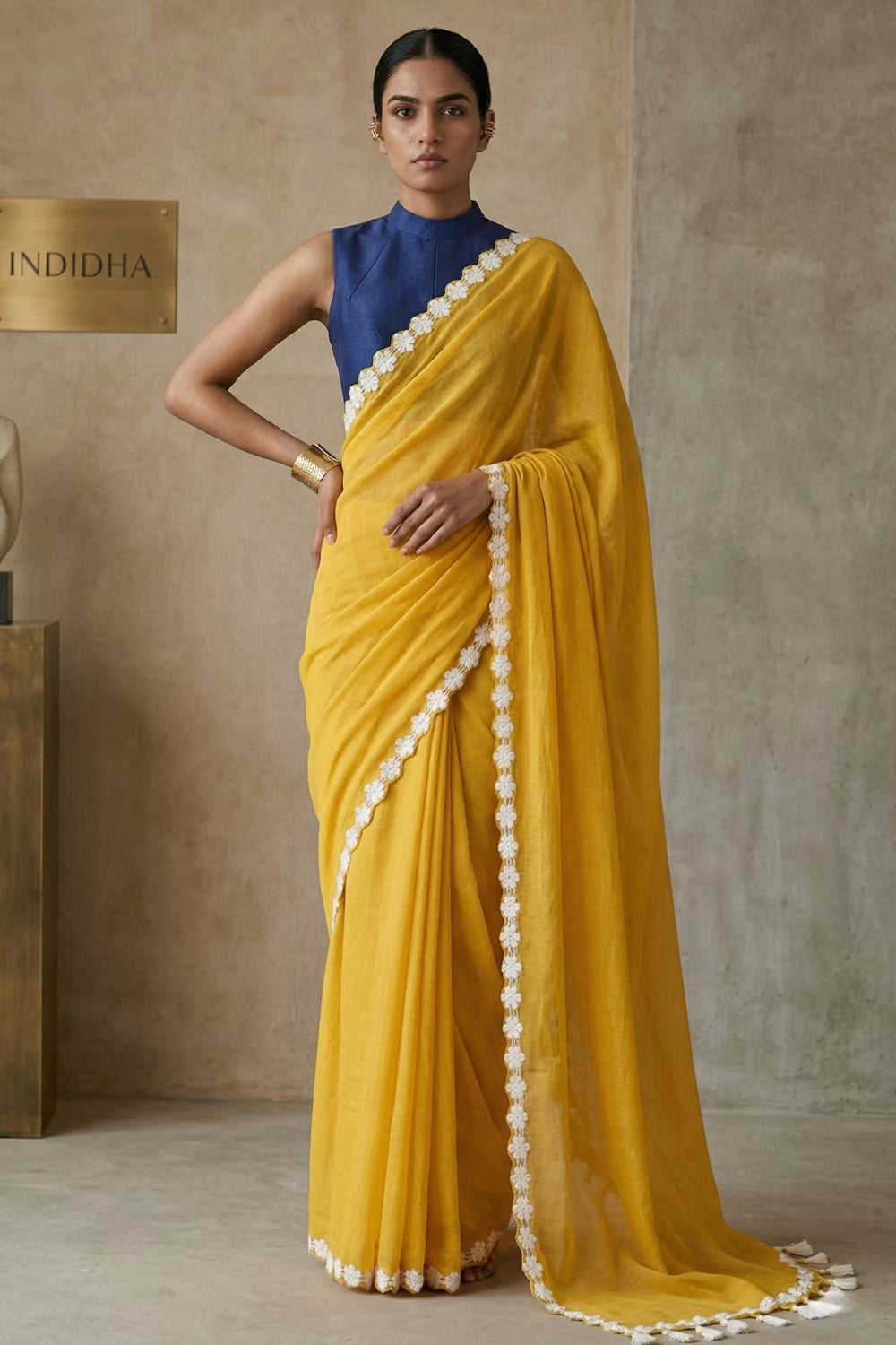 CITRUS CASACADE | Mul Cotton | Indidha Saree
